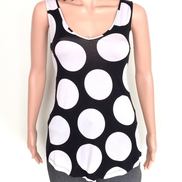 Cupio Tops - ❌SOLD❌SM•CUPIO•B&W POLKA DOT SLEEVELESS TOP•